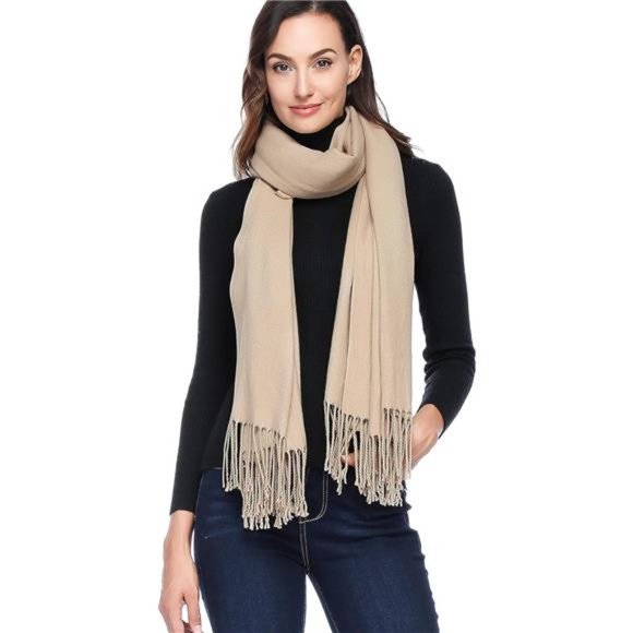 Wool Shawl Wraps - Extra Large Thick Soft Pashmina Scarf - Picture 4 of 6